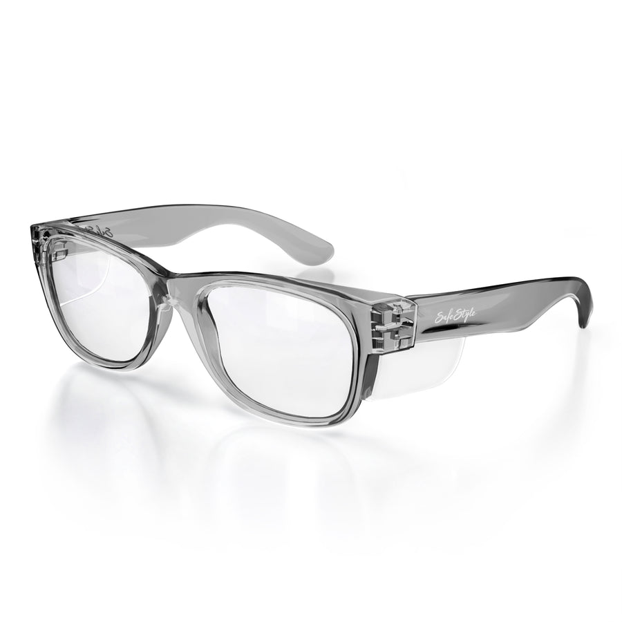 SafeStyle Classics prescription safety glasses in Graphite — angle view