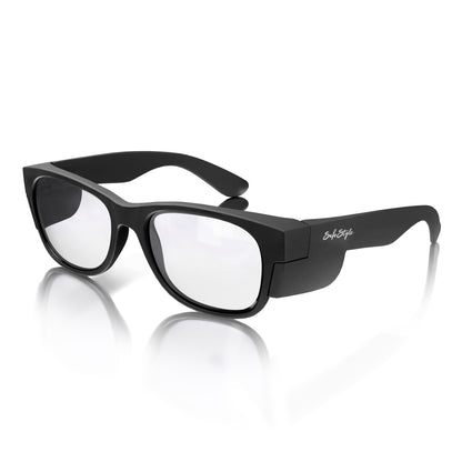 SafeStyle Classics prescription safety glasses in Matte Black — angle view