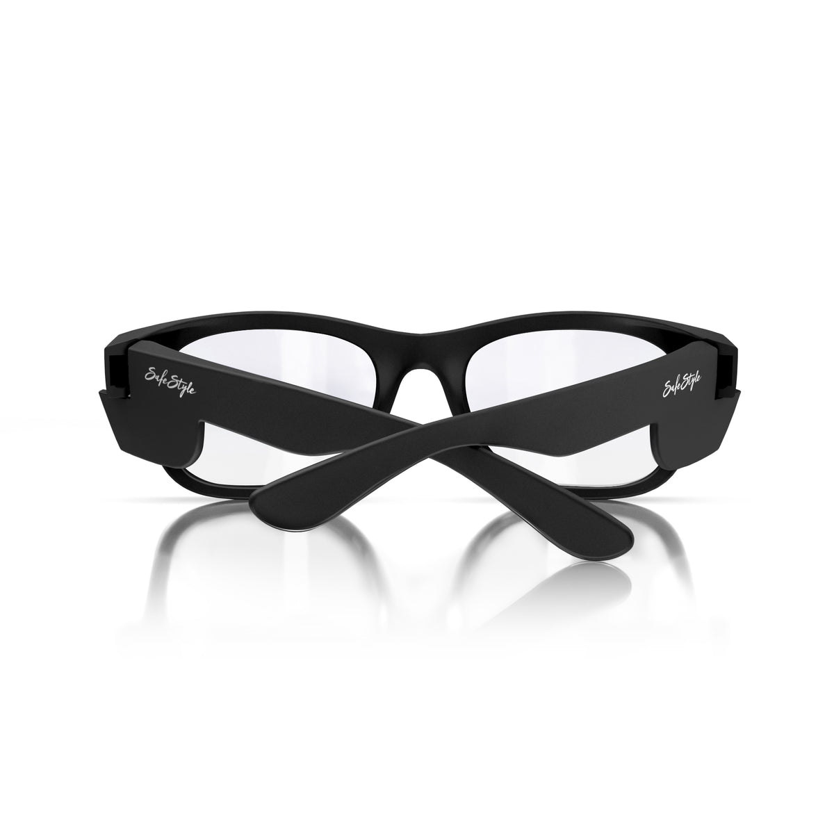 SafeStyle Classics prescription safety glasses in Matte Black — back view
