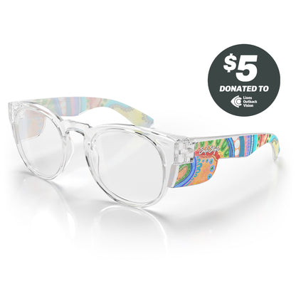 SafeStyle Cruisers prescription safety glasses in Clear Art Series V3 — angle view
