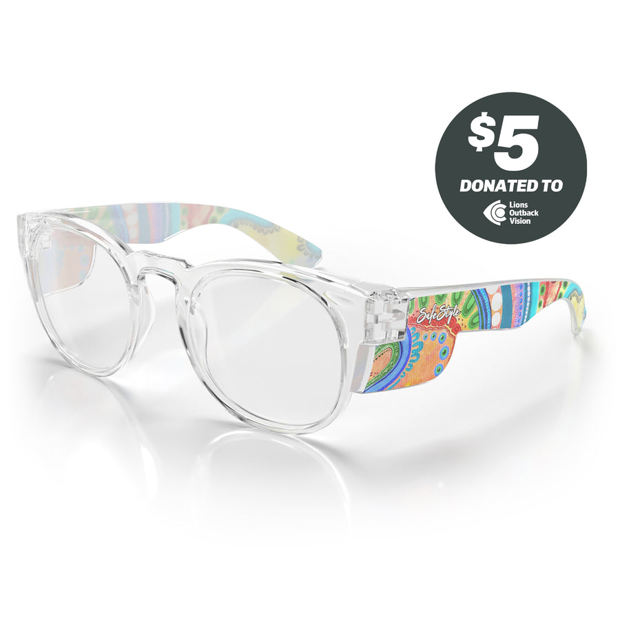 SafeStyle Cruisers prescription safety glasses in Clear Art Series V3 — angle view