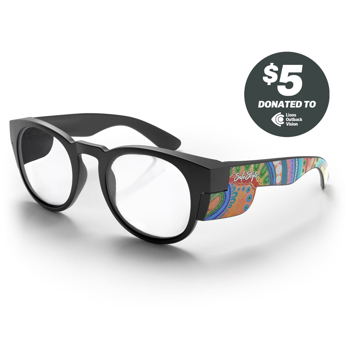 SafeStyle Cruisers prescription safety glasses in Matte Black Art Series V3 — angle view