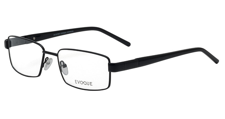 Evoque 8110 Satin Black optical frame, three-quarter view
