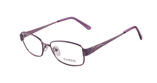 Evoque 8178 Satin Purple optical frame, three-quarter view