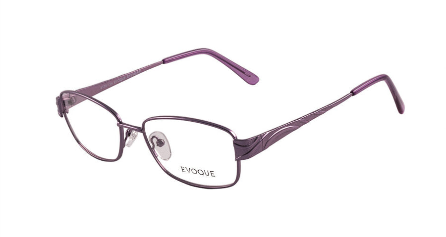Evoque 8178 Satin Purple optical frame, three-quarter view