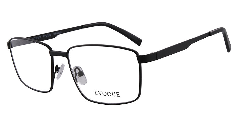 Evoque 8179 Satin Black optical frame, three-quarter view