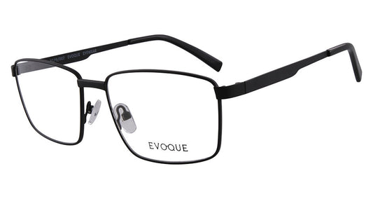 Evoque 8179 Satin Black optical frame, three-quarter view