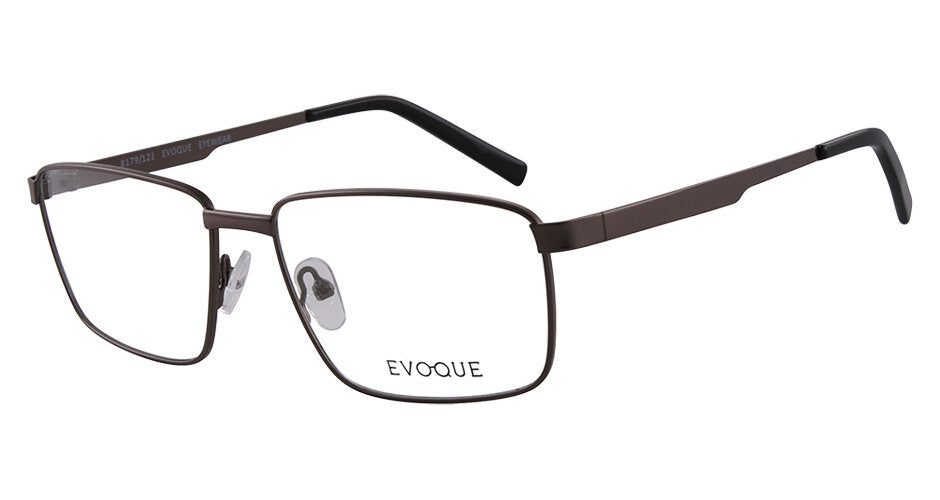 Evoque 8179 Satin Gunmetal optical frame, three-quarter view