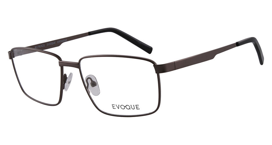 Evoque 8179 Satin Gunmetal optical frame, three-quarter view