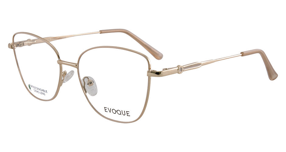 Evoque 8248 Cream / Gold optical frame, three-quarter view