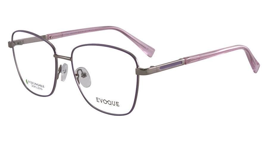 Evoque 8255 Lilac / Silver optical frame, three-quarter view