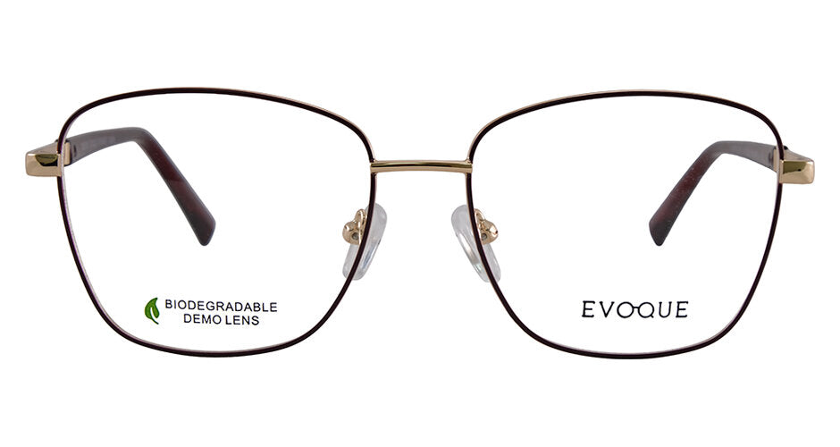 Evoque 8255 Gold / Wine optical frame, front view