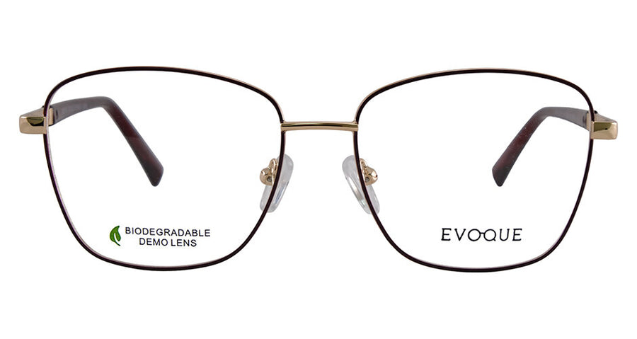Evoque 8255 Gold / Wine optical frame, front view