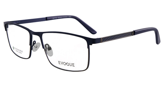 Evoque 8257 Satin Navy optical frame, three-quarter view