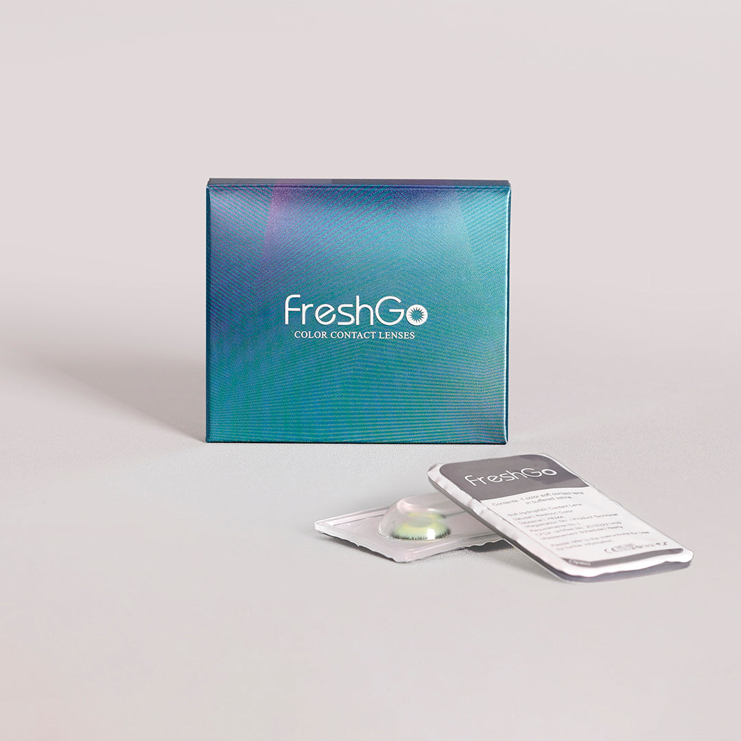 FreshGo Euroring coloured contact lenses packaging with lens blister packs