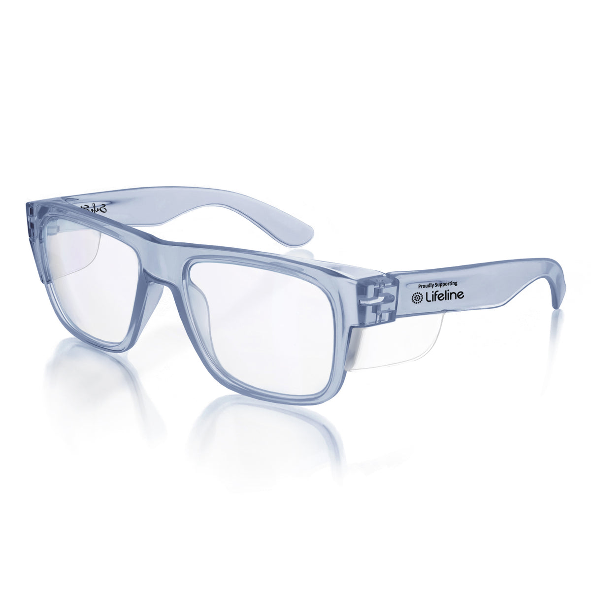 SafeStyle Fusions prescription safety glasses in Blue — angle view