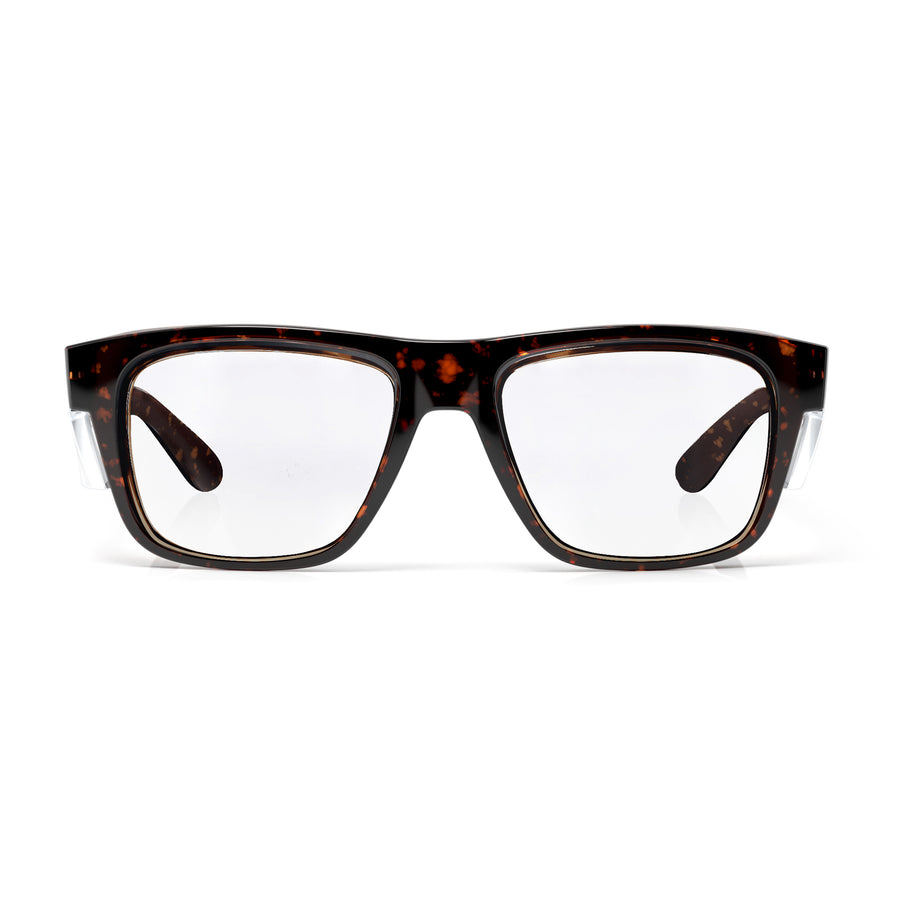 SafeStyle Fusions prescription safety glasses in Brown Tort — front view