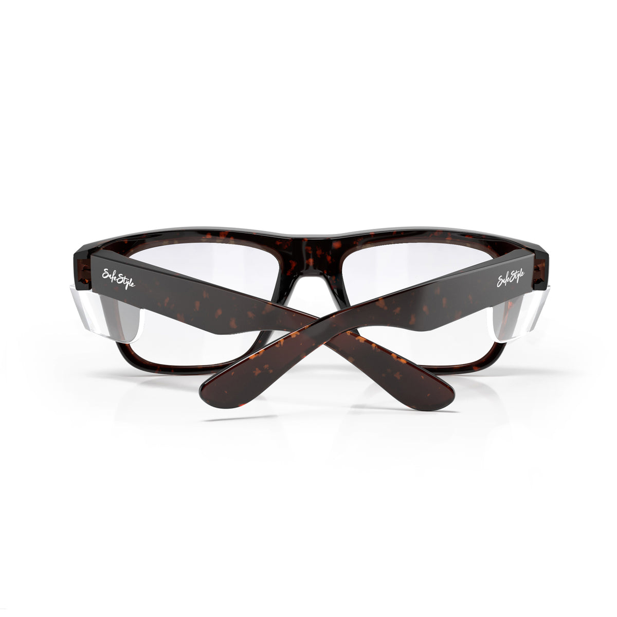 SafeStyle Fusions prescription safety glasses in Brown Tort — back view