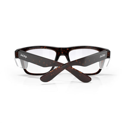 SafeStyle Fusions prescription safety glasses in Brown Tort — back view