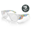 SafeStyle Fusions prescription safety glasses in Clear Art Series V3 — angle view