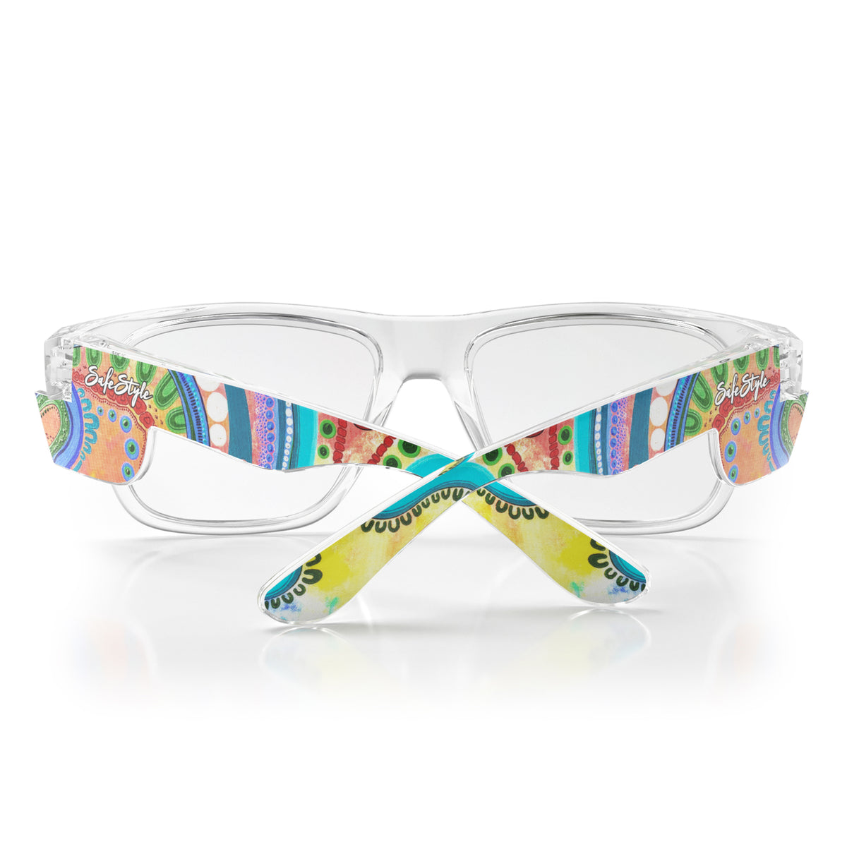 SafeStyle Fusions prescription safety glasses in Clear Art Series V3 — back view