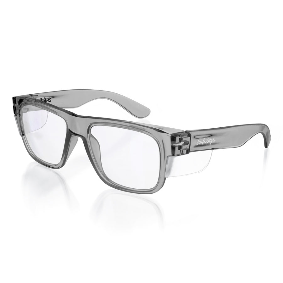 SafeStyle Fusions prescription safety glasses in Graphite — angle view