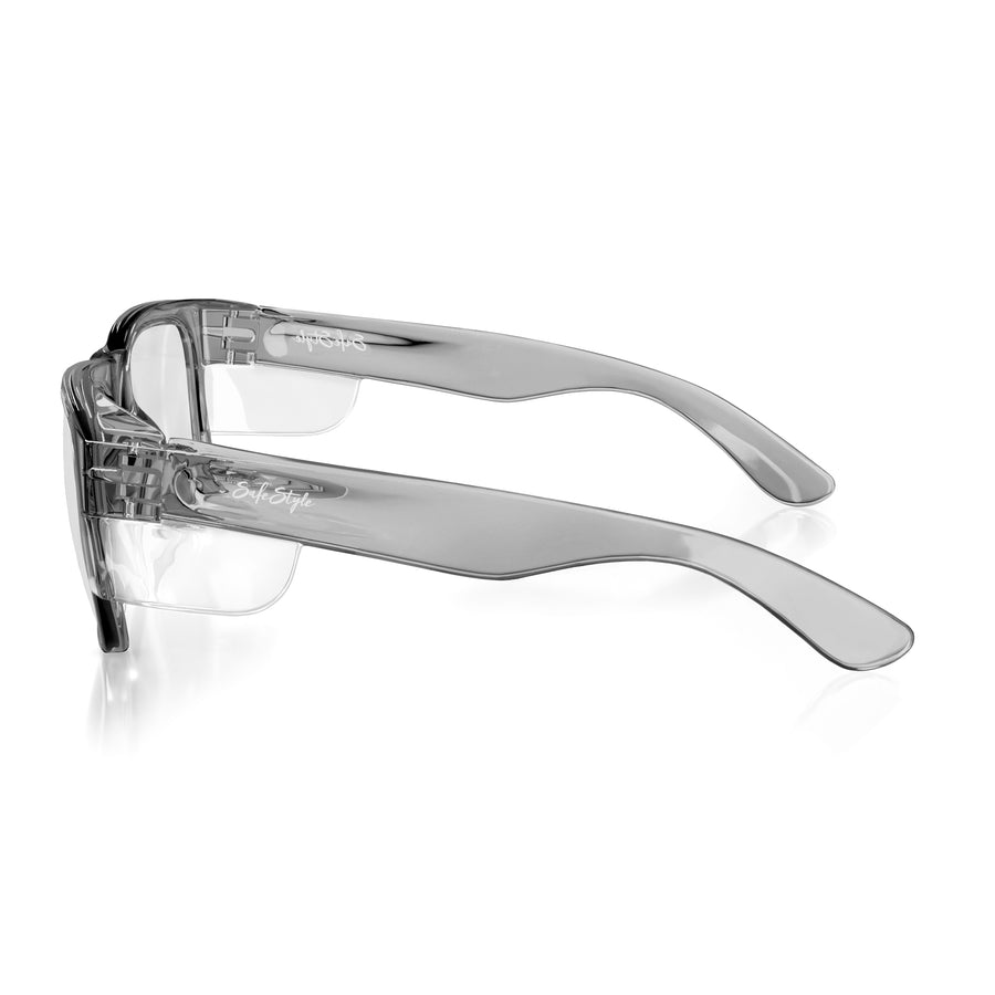 SafeStyle Fusions prescription safety glasses in Graphite — side view