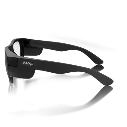 SafeStyle Fusions prescription safety glasses in Matte Black — side view