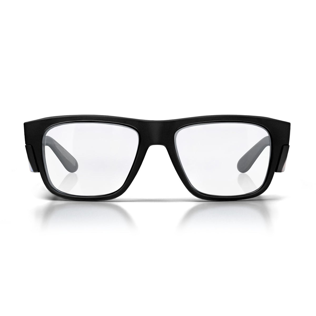 SafeStyle Fusions prescription safety glasses in Matte Black Art Series V3 — front view
