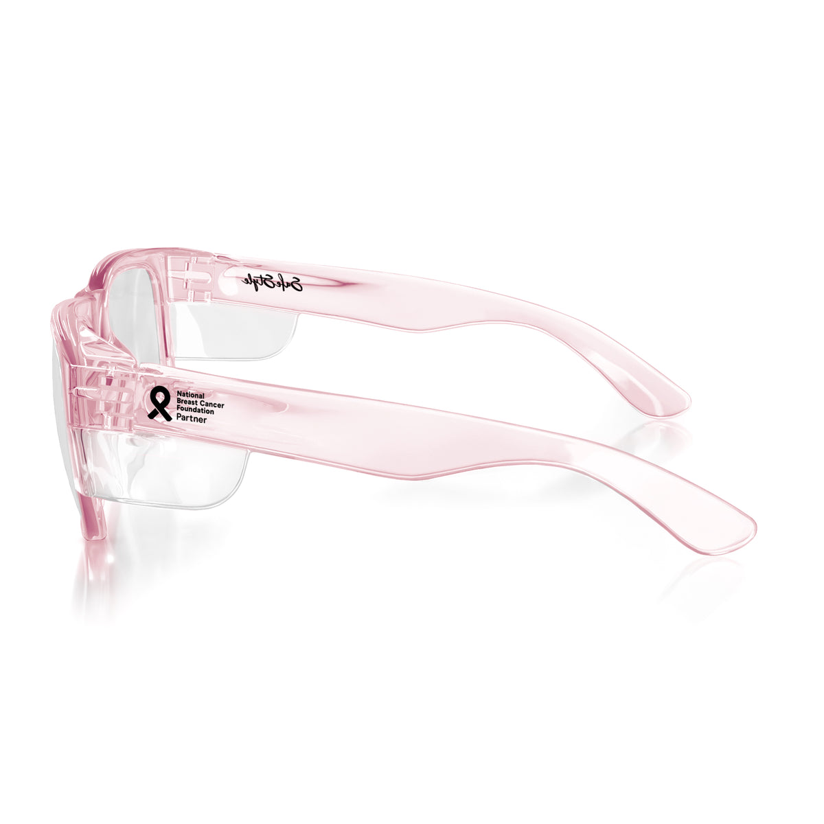 SafeStyle Fusions prescription safety glasses in Pink — side view