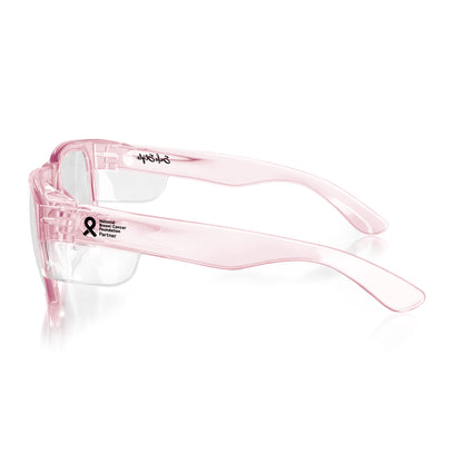 SafeStyle Fusions prescription safety glasses in Pink — side view