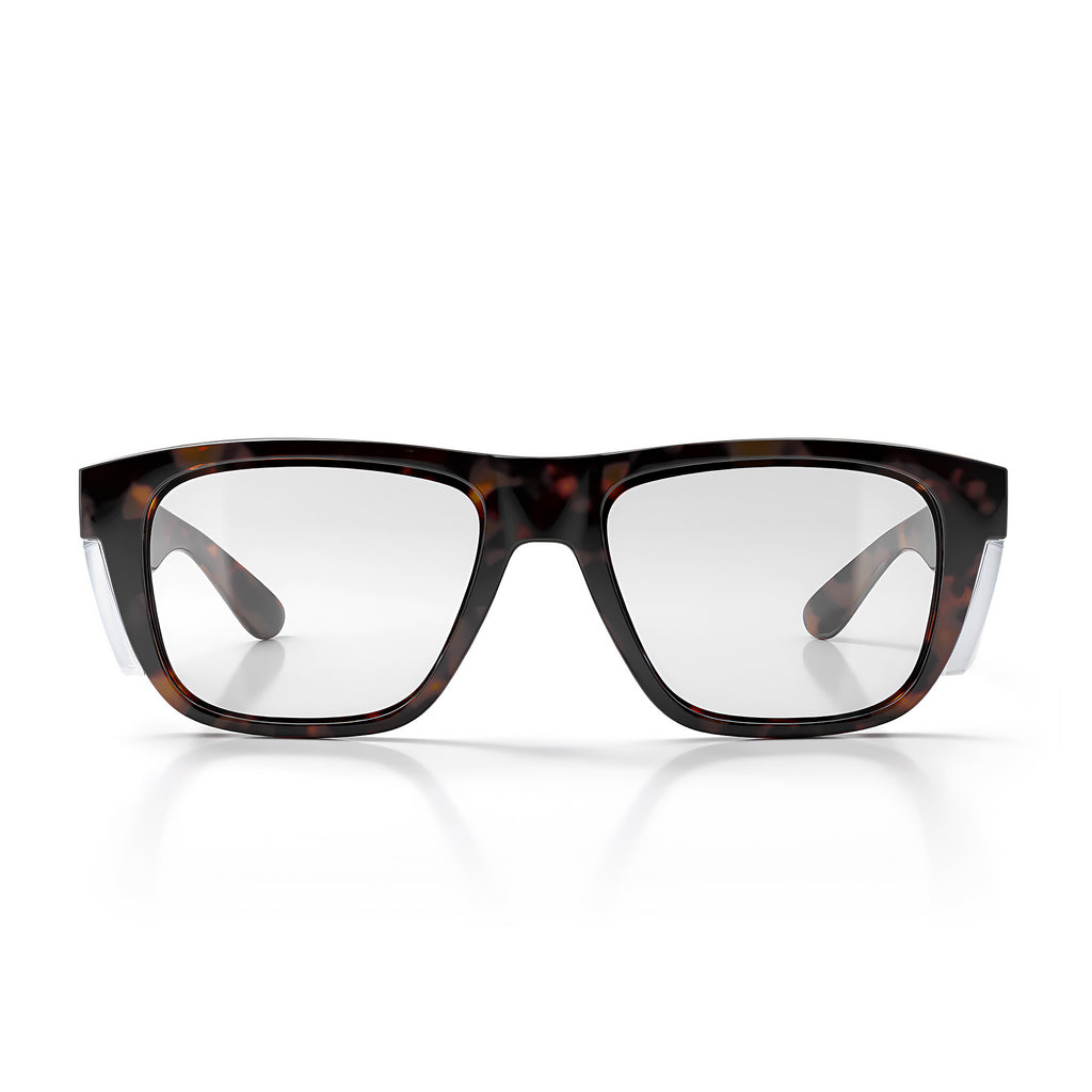 SafeStyle Fusions XL prescription safety glasses in Brown Tort — front view