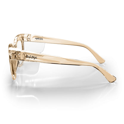 SafeStyle Harps prescription safety glasses in Champagne — side view