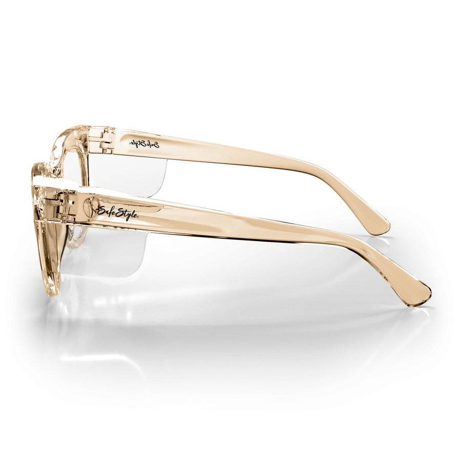 SafeStyle Harps prescription safety glasses in Champagne — side view