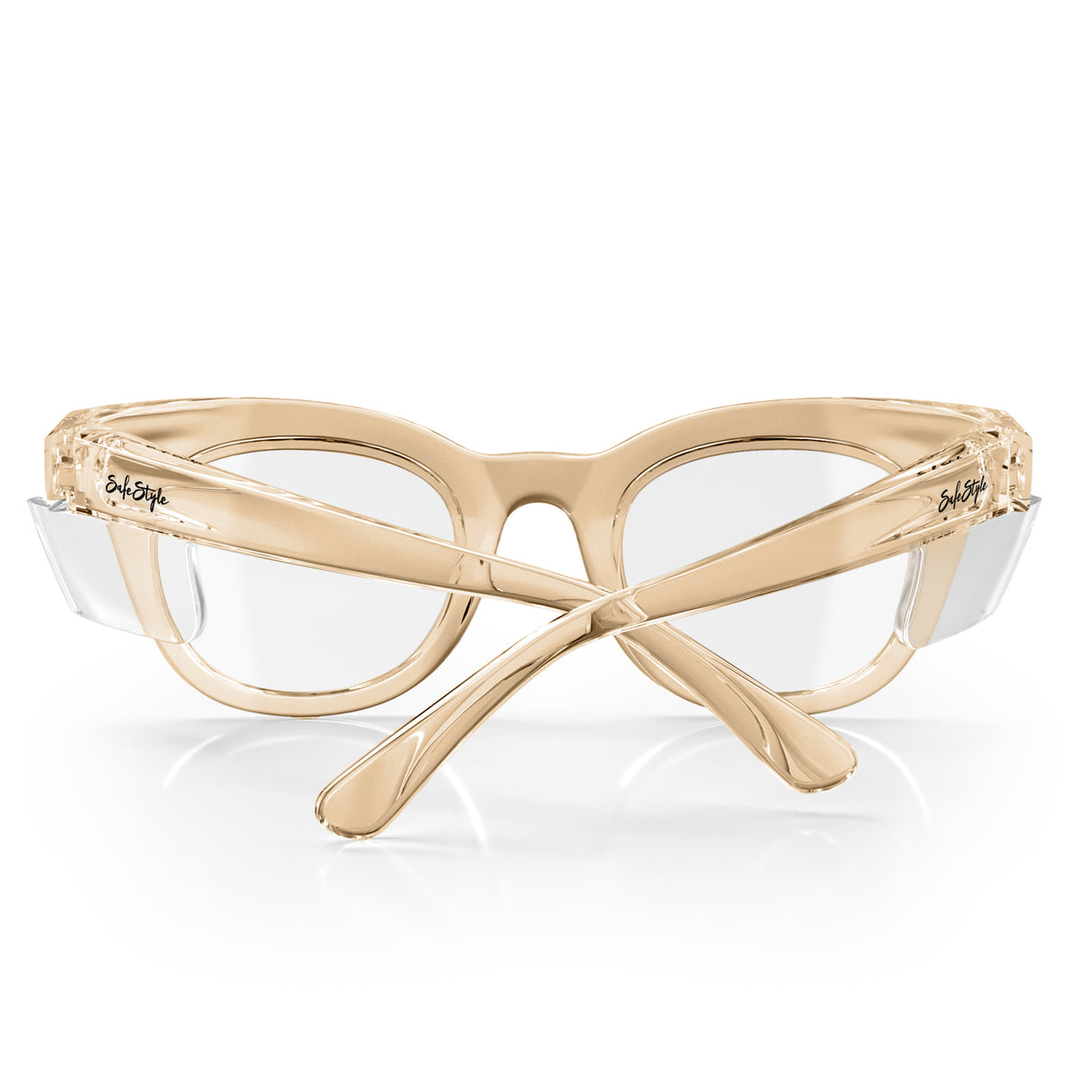 SafeStyle Harps prescription safety glasses in Champagne — back view