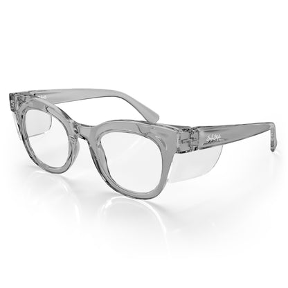 SafeStyle Harps prescription safety glasses in Graphite — angle view