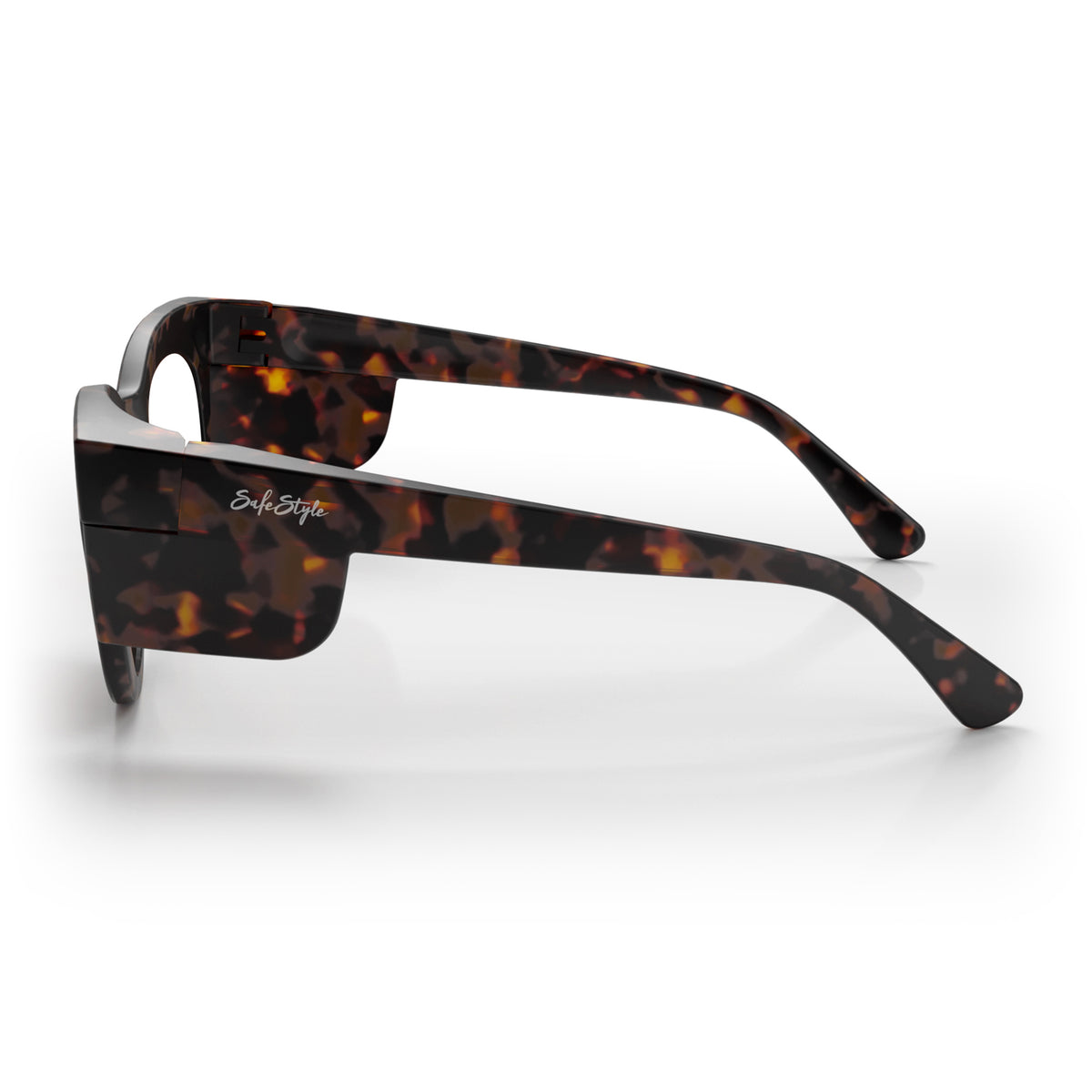 SafeStyle Harps prescription safety glasses in Matte Brown Tort — side view