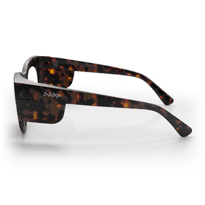 SafeStyle Harps prescription safety glasses in Matte Brown Tort — side view