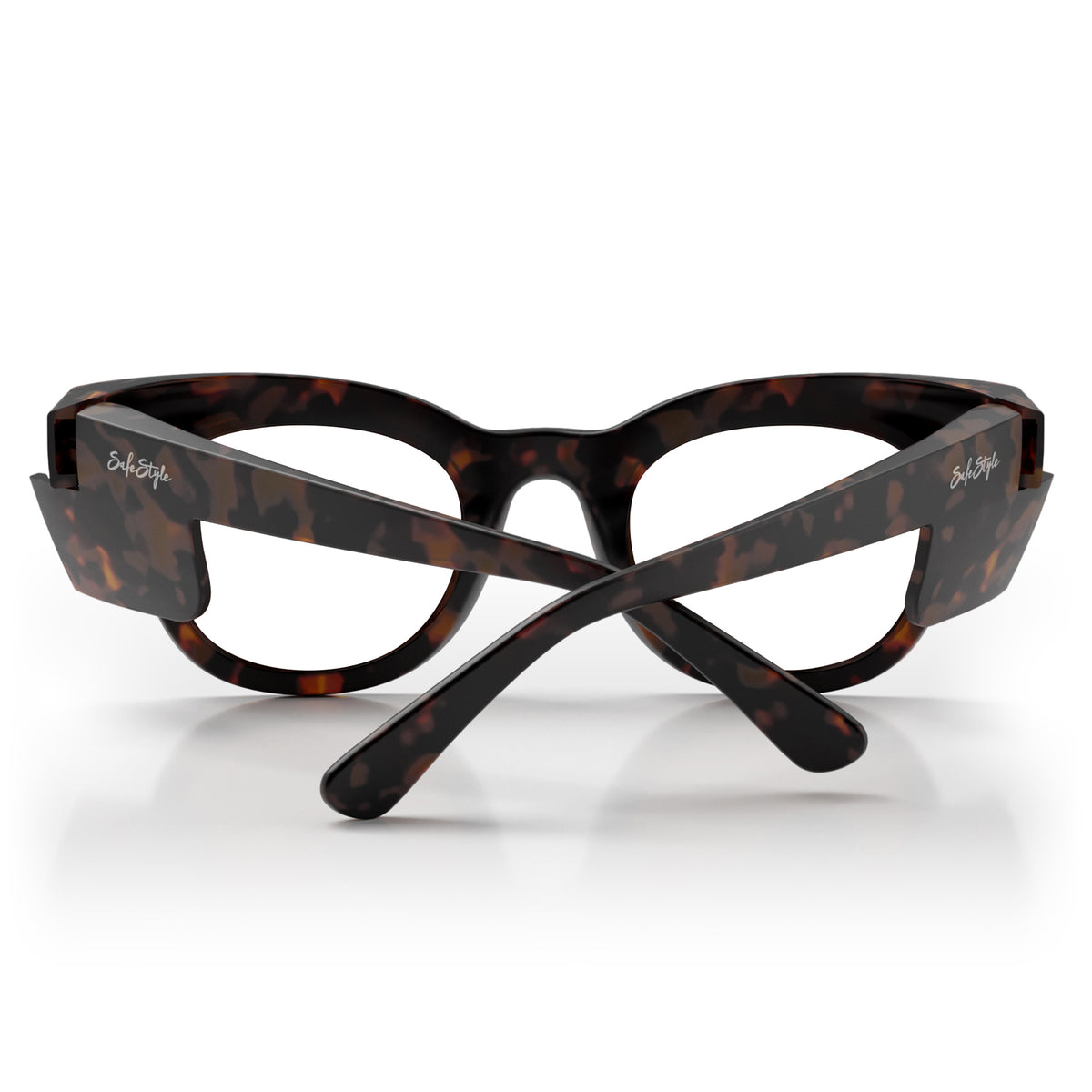 SafeStyle Harps prescription safety glasses in Matte Brown Tort — back view