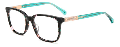Kate Spade FABLE Green Pink Havana angled view showing temples