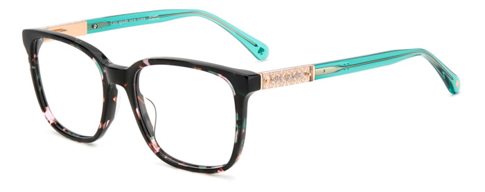 Kate Spade FABLE Green Pink Havana angled view showing temples
