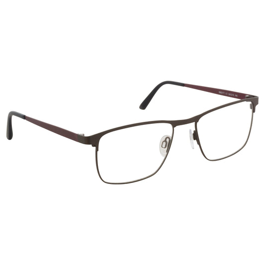Matrix Eyedesign 2177 Brown & Burgundy optical frame, three-quarter view