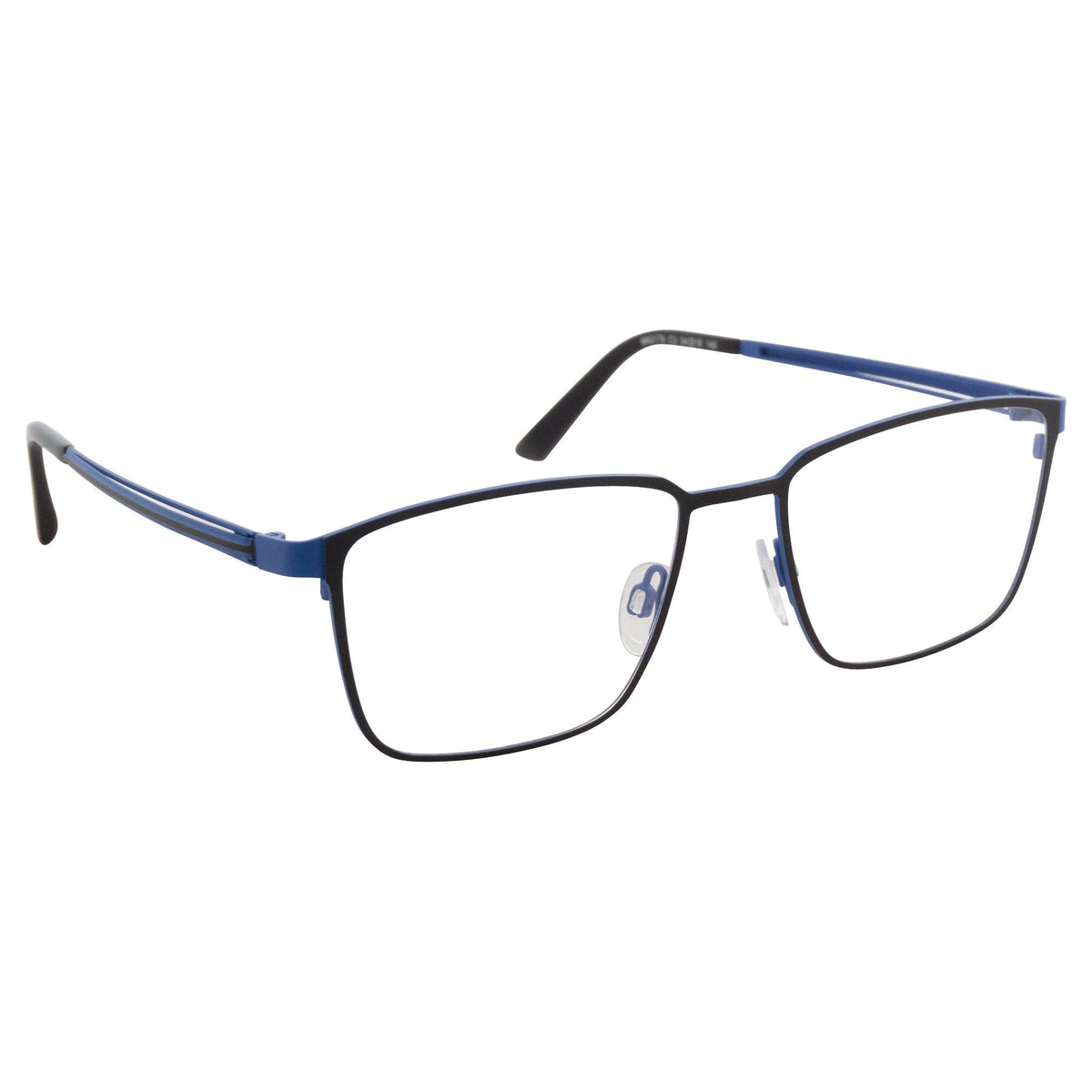 Matrix Eyedesign 2179 Black & Blue optical frame, three-quarter view