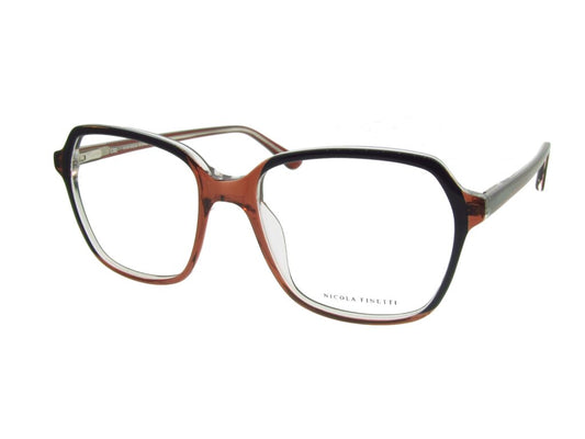 Nicola Finetti 950 Crystal Rosewood and Tort angled view showing temples