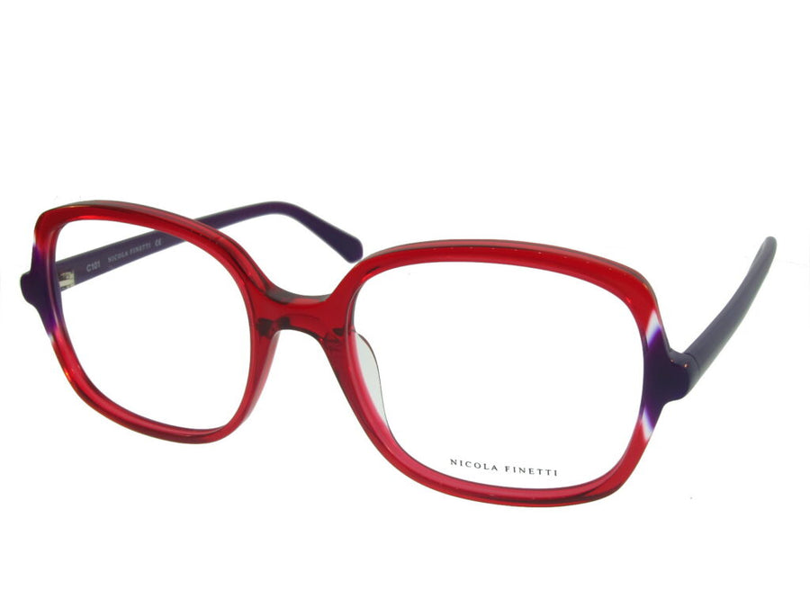 Nicola Finetti 956 Deep Red and Violet angled view showing temples