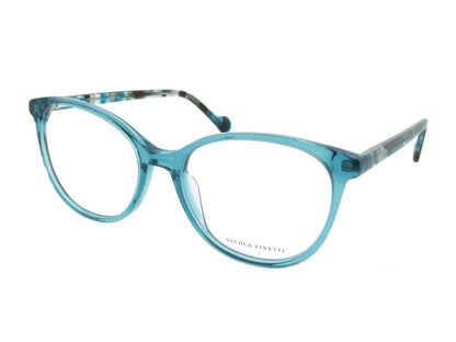 Nicola Finetti 958 Crystal Aqua angled view showing temples