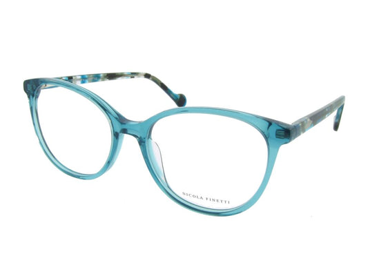 Nicola Finetti 958 Crystal Aqua angled view showing temples