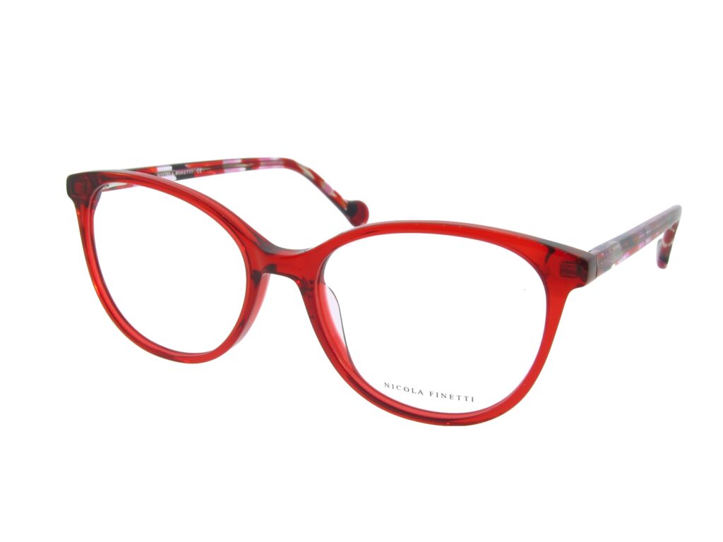Nicola Finetti 958 Crystal Red angled view showing temples