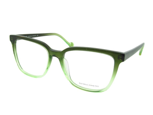 Nicola Finetti 959 Bottle Green-Lt Green Fade angled view showing temples