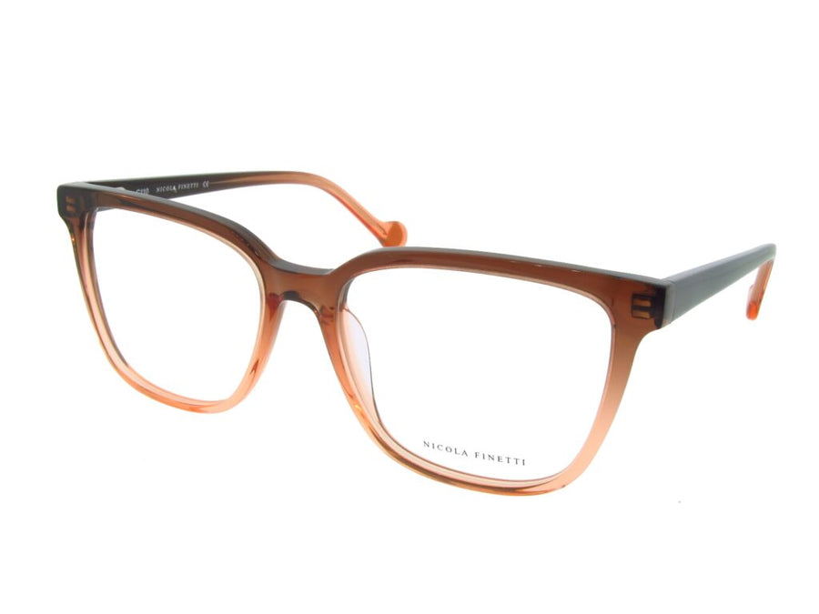 Nicola Finetti 959 Dk Amber-Peach Fade angled view showing temples
